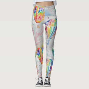 Heißluftballon farbenfrohe Aquarellmalerei Kunst Leggings