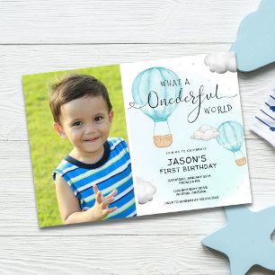 Heißluftballon Foto 1. Geburtstag Einladung