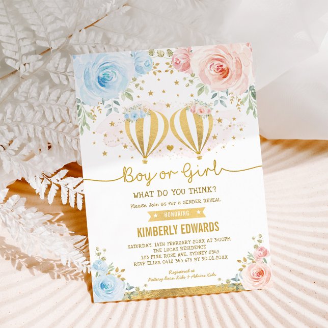 Heißluftballon für Jungen oder Mädchen - Reveal-Du Einladung (Von Creator hochgeladen)