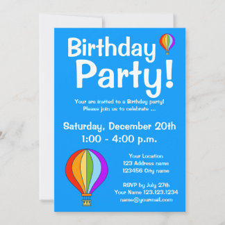 Heißluftballon Geburtstags-Party Einladungen