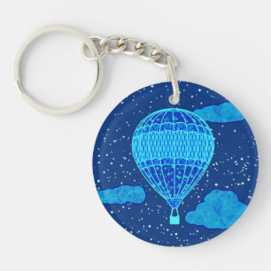 Heißluftballon gegen den nächtlichen Himmel in Dee Schlüsselanhänger