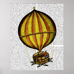 Heißluftballon Gelb und Rot Poster