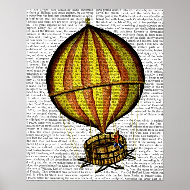 Heißluftballon Gelb und Rot Poster (Vorne)