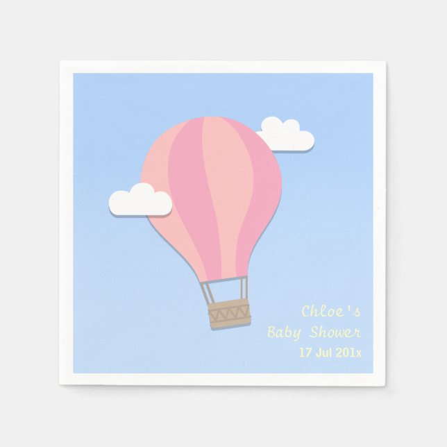 Heißluftballon, Girl Baby-Dusche Serviette (Vorderseite)