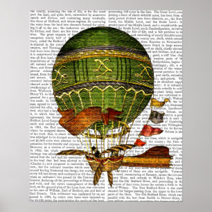 Heißluftballon Grün Poster