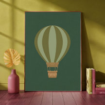 Heißluftballon grüne Kinderzimmer-Kunst drucken