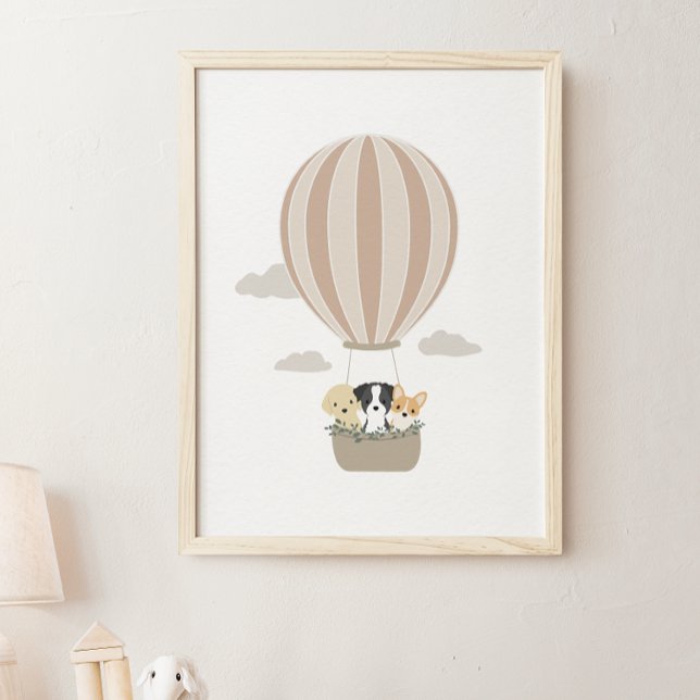 Heißluftballon Hunde Boho Kinderzimmer & Kids Post Poster (Von Creator hochgeladen)