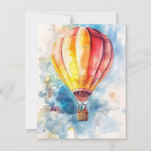 Heißluftballon in Aquarell Feiertagskarte