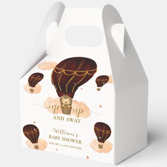 Heißluftballon Jungle Lion Boy Babydusche Geschenkschachtel (Rückseite)