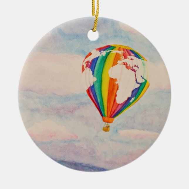 Heißluftballon Keramik Ornament (Vorne)