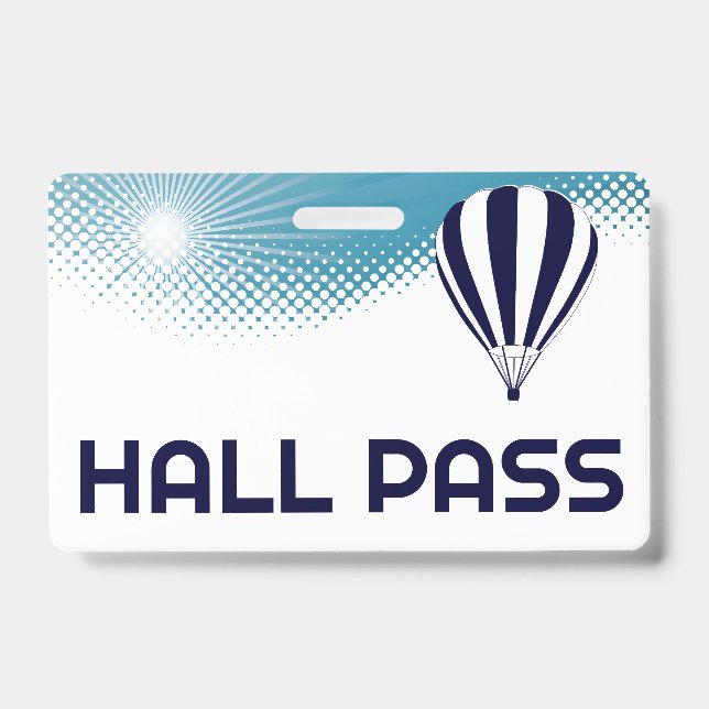Heißluftballon-Lehrer Hall-Pass Ausweis (Vorderseite)