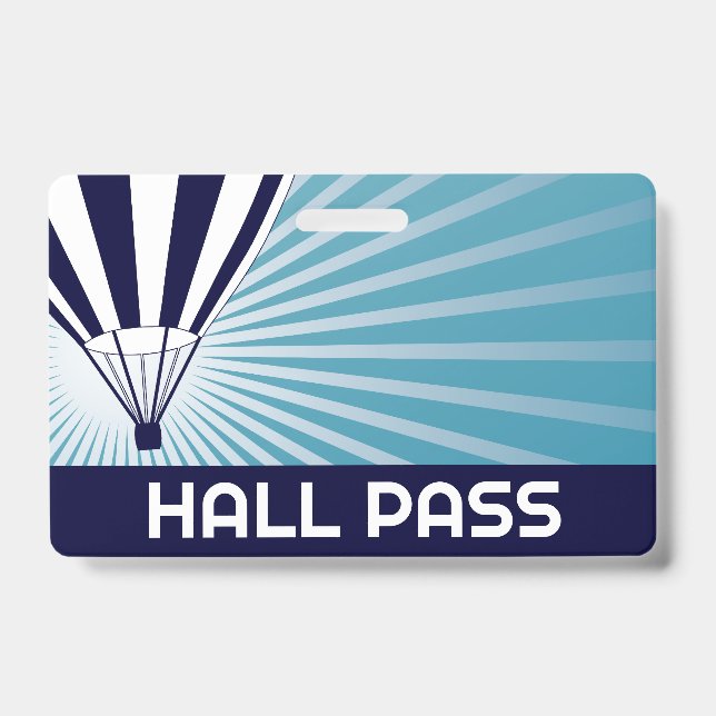 Heißluftballon-Lehrer Hall-Pass Ausweis (Vorderseite)