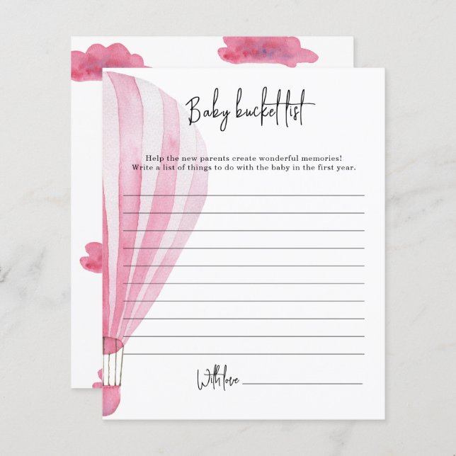 Heißluftballon - Liste der Babyschaufeln (Vorne/Hinten)