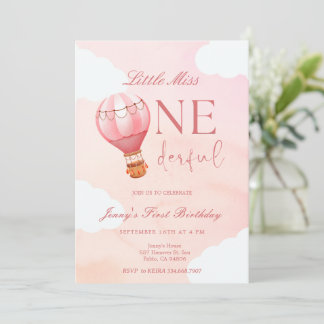 Heißluftballon Little Miss Onederful 1. Geburtstag Einladung
