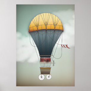 Heißluftballon Luftschiff Abeelle Steampunk Reis Poster