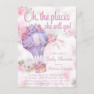 Heißluftballon Mädchen Baby Shower Einladungen