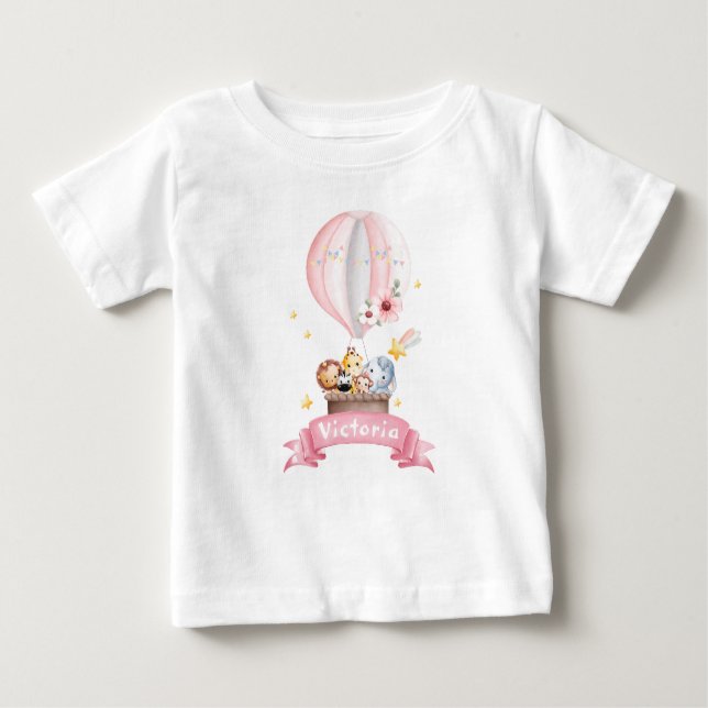 Heißluftballon mit Animal Friends Persönlich gesta Baby T-shirt (Vorderseite)