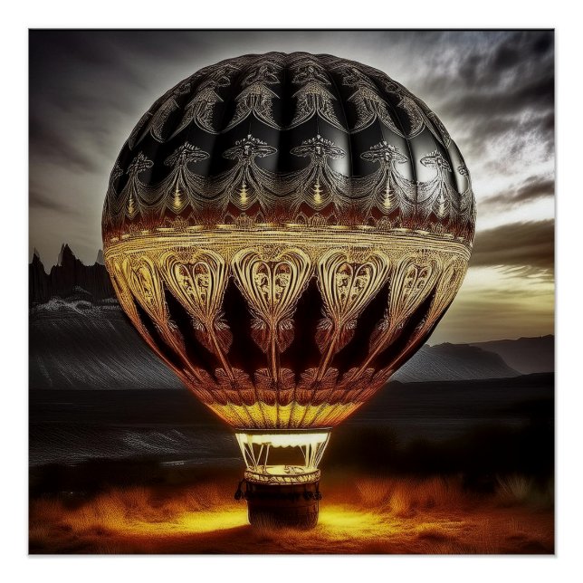 Heißluftballon mit aufwändigem Barockdesign Poster (Vorderseite)