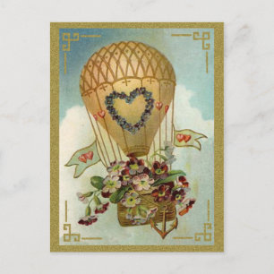 Heißluftballon mit Blumen Valentinskarten, Geschen Feiertagspostkarte