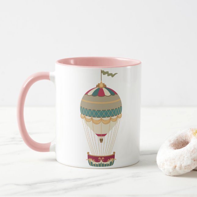 Heißluftballon mit Fahne Tasse (Mit Donut)