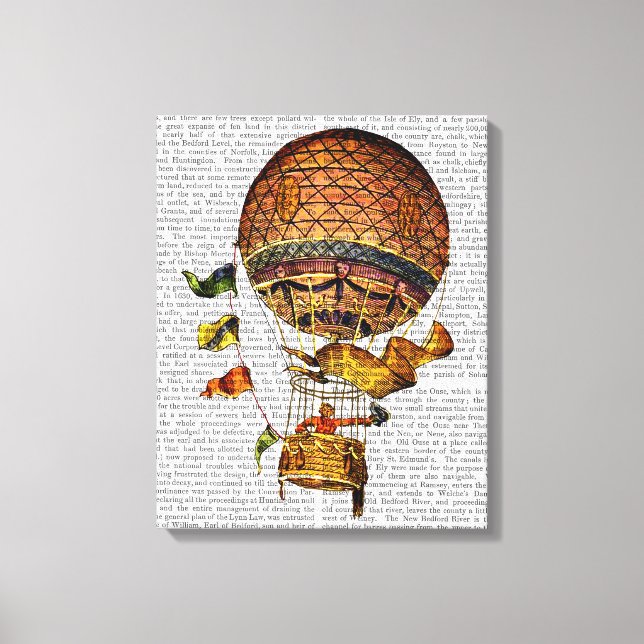 Heißluftballon mit Flaggen Leinwanddruck (Vorderseite)