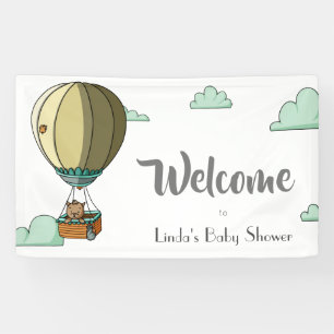 Heißluftballon mit Katze Willkommensdusche Baby Banner