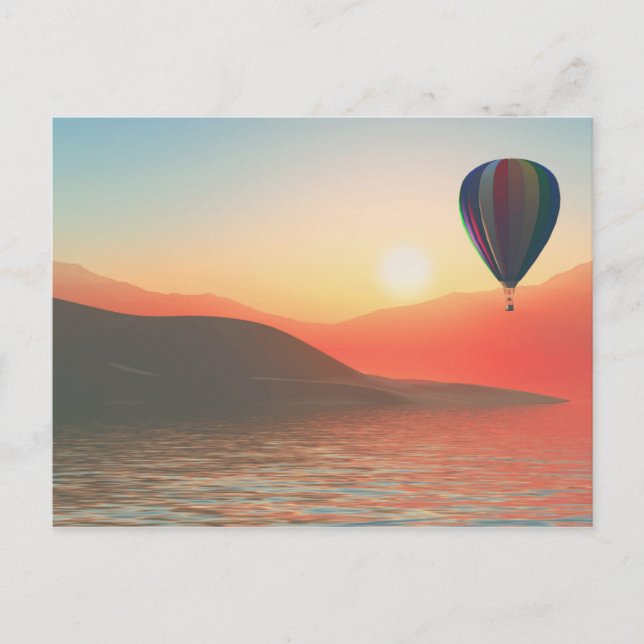Heißluftballon mit Sonnenuntergang Postkarte (Vorderseite)