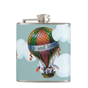 Heißluftballon mit Wolken Personalisieren Flachmann