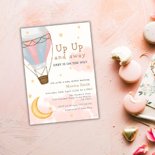 Heißluftballon Moon Stars Girl Babydusche Einladung
