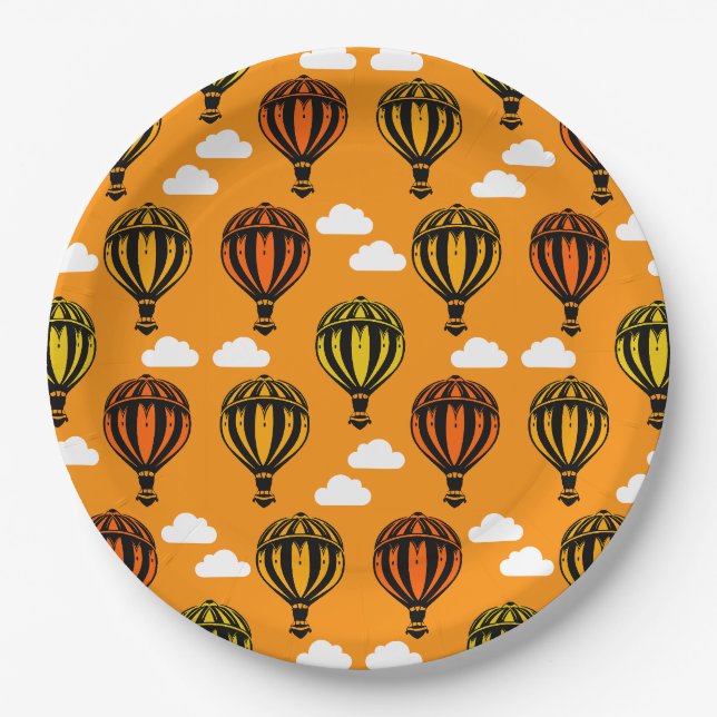 Heißluftballon-Muster Pappteller (Vorderseite)