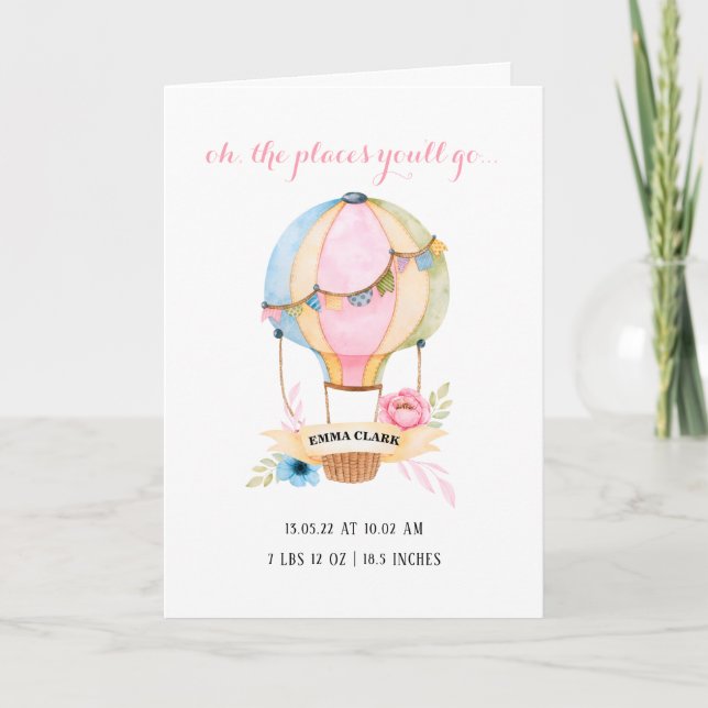 Heißluftballon neues niedliches Baby Karte (Vorderseite)