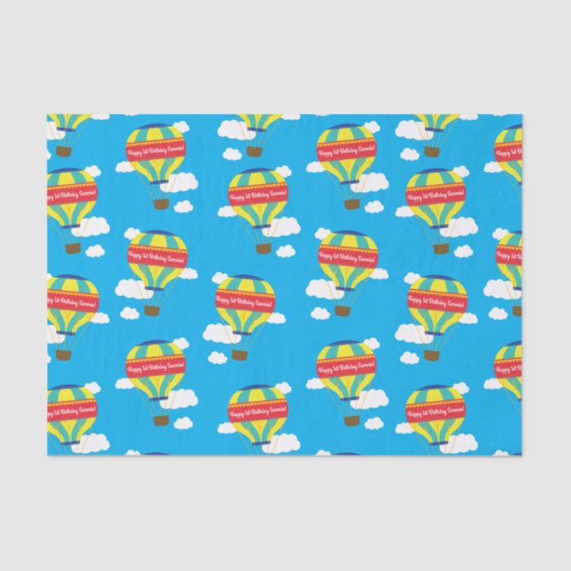 Heißluftballon Niedliche Farbgebung 1. Geburtstag  Seidenpapier (Vorderseite)