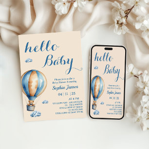 Heißluftballon - Niedliche Teddy Bear Baby Dusche Einladung