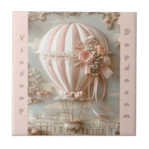 Heißluftballon Parisian Soft Pink Anpassbar Fliese
