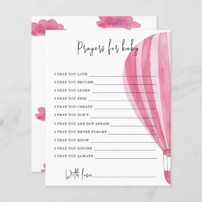 Heißluftballon-Party | Gebete für Baby (Vorne/Hinten)