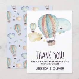Heißluftballon Party in Blau Danke Karte
