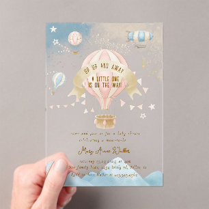Heißluftballon Pastell-Baby Shower-Einladung Acryleinladungen