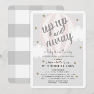 Heißluftballon Pink Drive by Baby Dusche Einladung