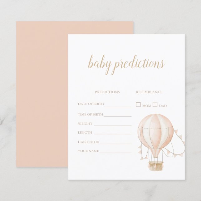 Heißluftballon-Predictionskarte in weichrosa (Vorne/Hinten)