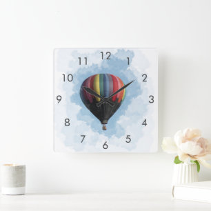 Heißluftballon Quadratische Wanduhr