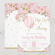 Heißluftballon Rosa Blume 1. Geburtstag