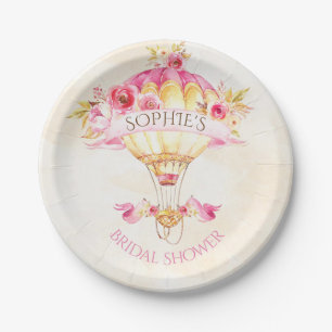 Heißluftballon Rosa Gold Gelbe Rosen Pappteller