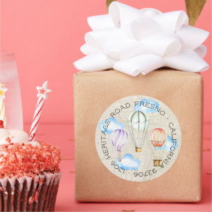 Heißluftballon-Rücksendeadresse Runder Aufkleber