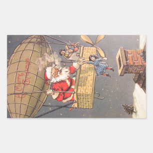 Heißluftballon Santa Claus Vintager Aufkleber