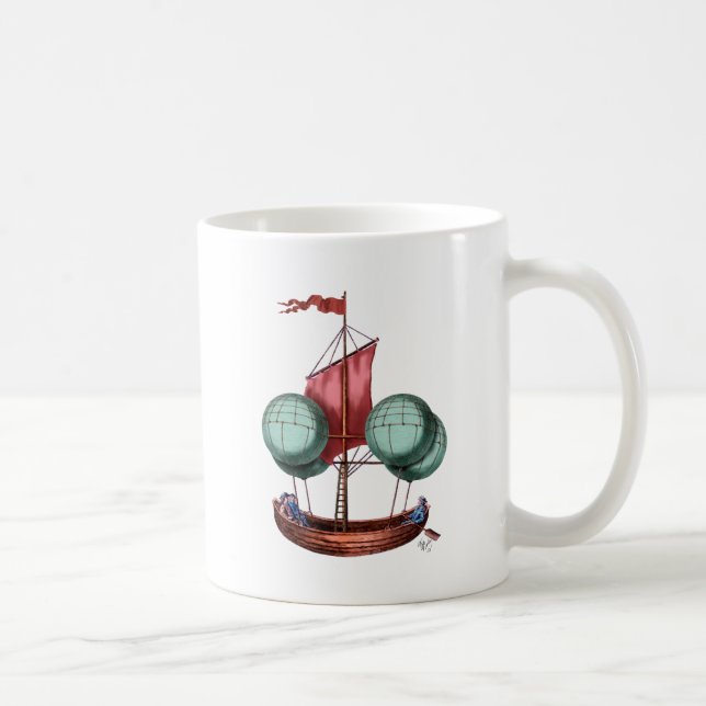Heißluftballon-Schiff mit rotem Segel Tasse (Rechts)