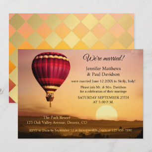 Heißluftballon-Sonnenuntergang-Hochzeits-Einladung Einladung