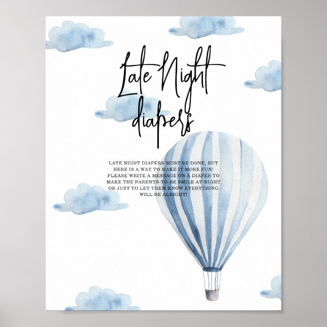 Heißluftballon - Späte Nacht Windeln Poster (Vorne)