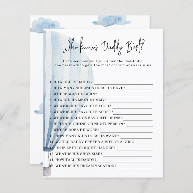 Heißluftballon - Spiel Wer DADDY am besten kennt (Vorne/Hinten)