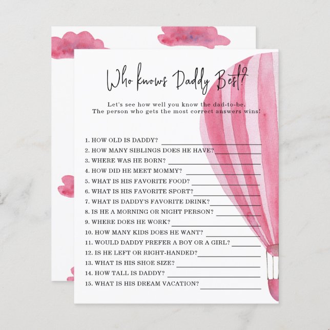 Heißluftballon - Spiel Wer DADDY am besten kennt (Vorne/Hinten)