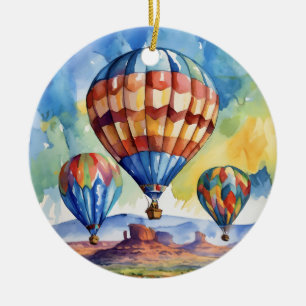 Heißluftballon Südwesten Arizonas Wasserfarbe Keramik Ornament